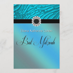 Tealblaue Zebra-Bat-Mitzvah-Einladungen Einladung