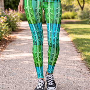 Tealgrün abstraktes Muster, kühner künstlerischer Leggings