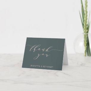 Tealgrüne Blush-Schrift Dankeschön Hochzeitspaar Dankeskarte