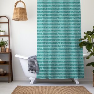 Tealgrüner Glitter-Stil mit horizontalen Streifen Duschvorhang