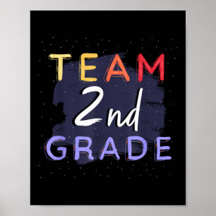 Team 2. Klasse _ Farbenfrohe Studentenlehrerin zur Poster