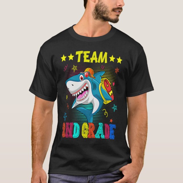 Team 2nd Grade Shark  Student Teacher Back To Scho T-Shirt (Vorderseite)