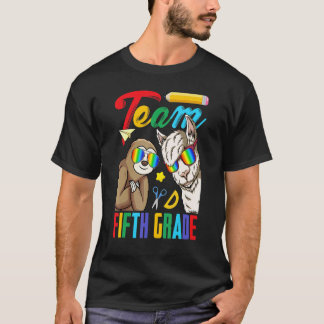 Team 5. Klasse Faultier Mit Lama Erster Schultag T-Shirt