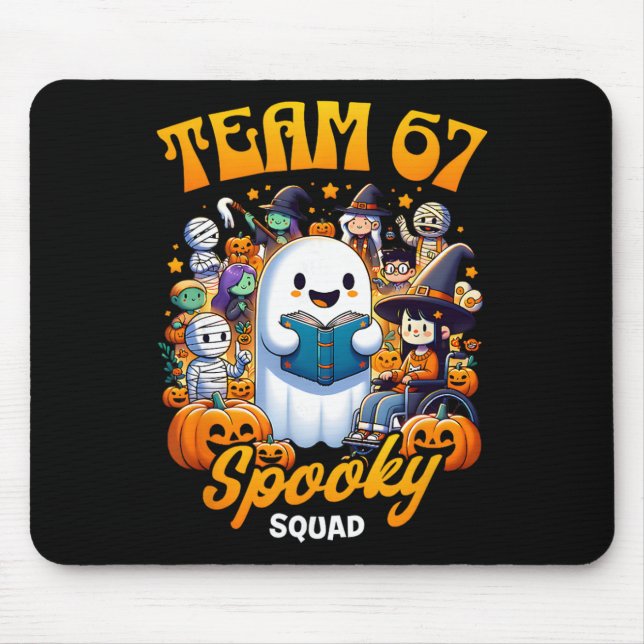 Team 67 Spooky Squad Funny Six Seven Meme 6 7 Hall Mousepad (Vorne)