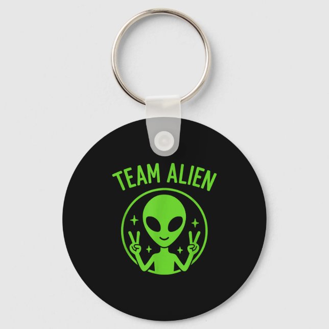 Team Alien – Funny Green Extraterrestrial Peace Si Schlüsselanhänger (Vorderseite)