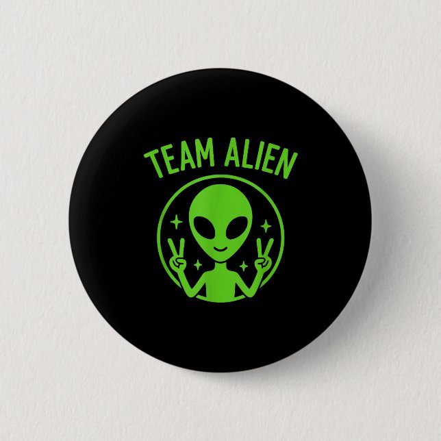 Team Alien – Lustiger grüner außerirdischer Friede Button (Vorderseite)