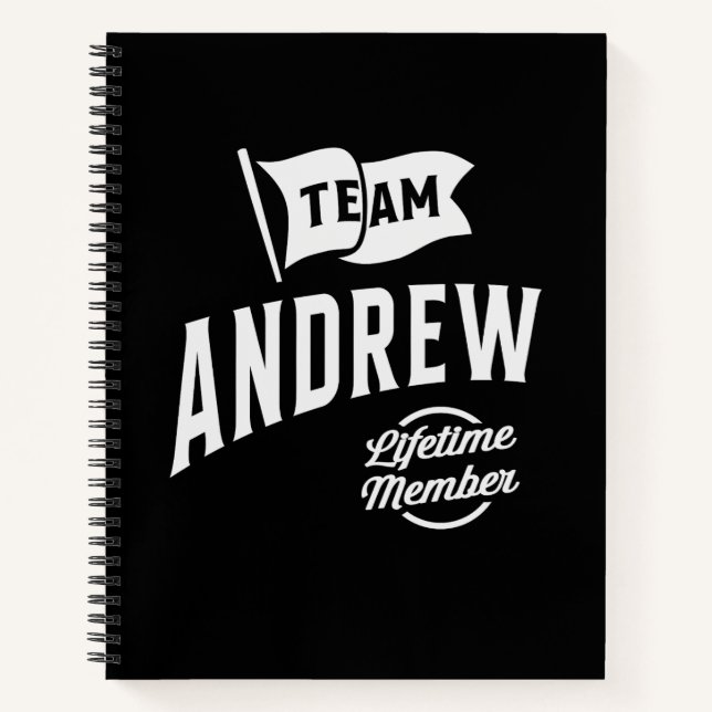 Team Andrew Lifetime Mitglied Notizbuch (Vorderseite)