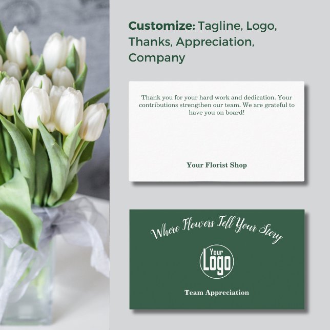Team-Anerkennung: Florist Shop Vielen Dank Visitenkarte (Team Appreciation: Florist Shop Thank You Business Card, Custom Logo)