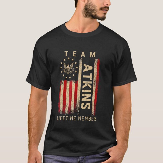 Team ATKINS Lifetime Member American Flag T-Shirt (Vorderseite)
