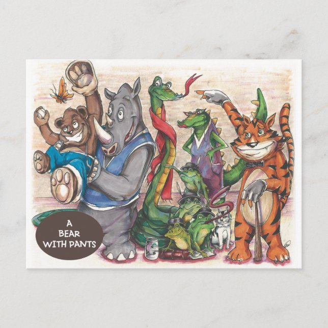 Team aus dem Buch "Ein Bär mit Pflanzen" Postkarte (Vorderseite)