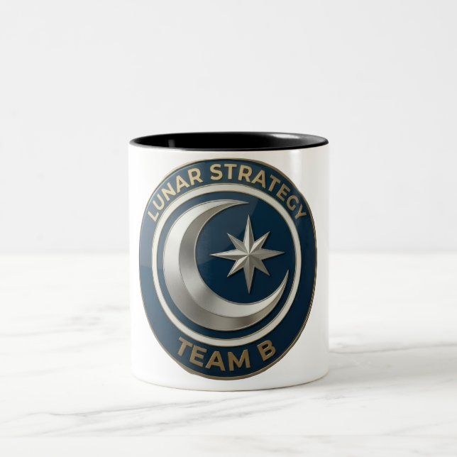 Team B Lunar Strategy Emblem | Moon & Star Leaders Zweifarbige Tasse (Mittel)