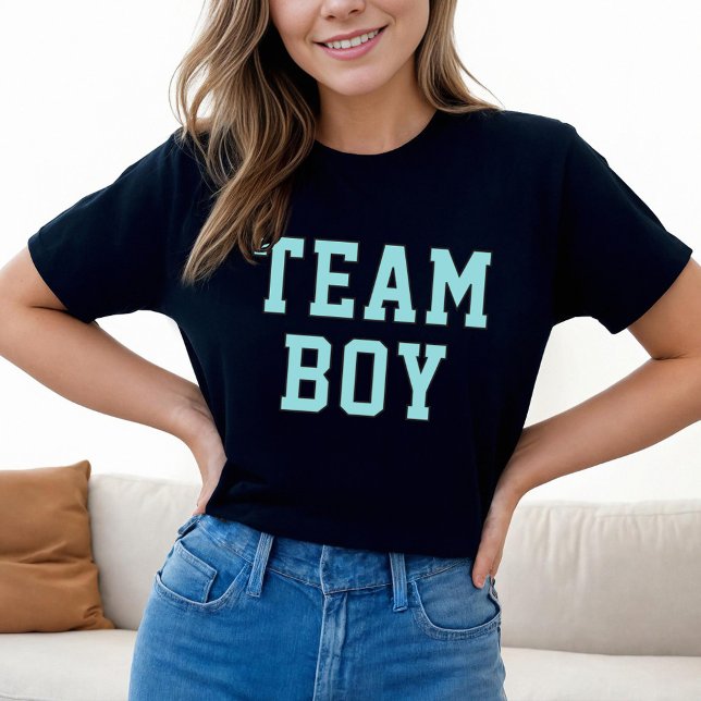 Team Baby Girl Aqua Blue Gender Reveal Party T-Shirt (Von Creator hochgeladen)