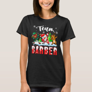 Team Barber Funny Christmas Dabbing Elf Santa Rein T-Shirt