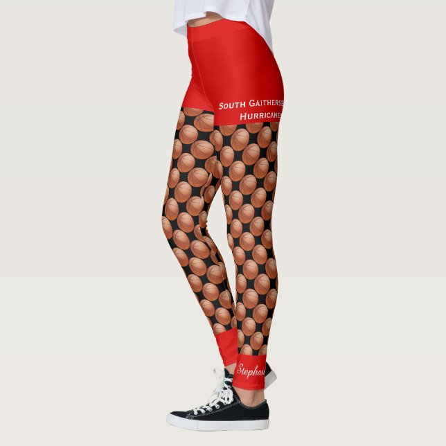 Team Basketball mit Fake Red Shorts und Name Leggings (Links)