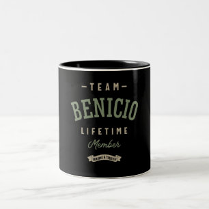Team Benicio Lifetime Member Personalisiert Name Zweifarbige Tasse