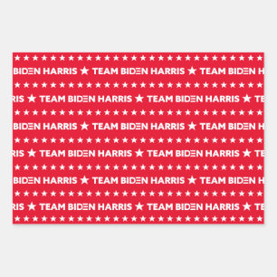 Team Biden Harris White Stars Muster Custom Red Geschenkpapier Set