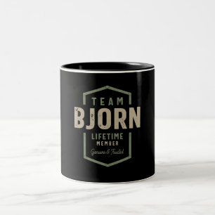 Team Bjorn Lifetime Member Personalisiert Name Zweifarbige Tasse