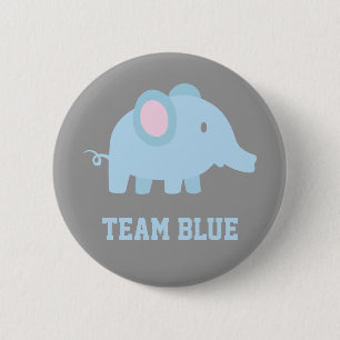 Team-Blau, Baby-Jungen-Elefant, Geschlecht deckt Button