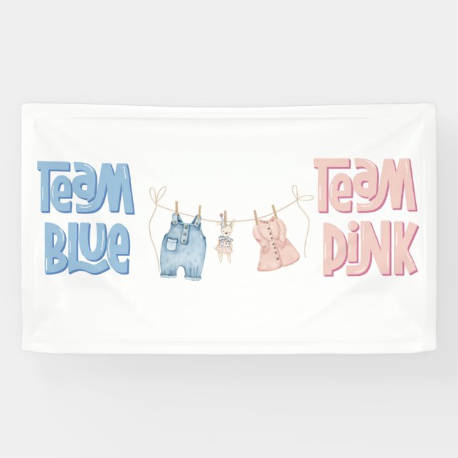 Team Blue and Pink Gender Reveal  Banner (Horizontal)