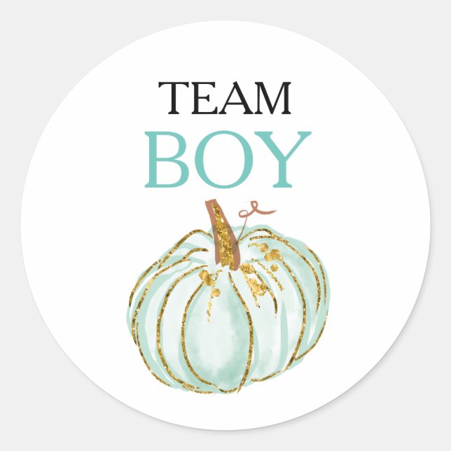 TEAM BLUE Gender Reveal Baby Shower Game Labels Runder Aufkleber (Vorderseite)