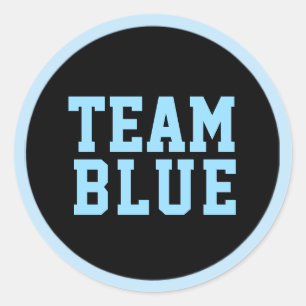TEAM BLUE Gender Reveal Baby Shower Game Labels Runder Aufkleber