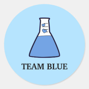 Team Blue Gender Reveal Science Beaker Runder Aufkleber