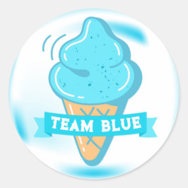 Team Blue Ice Cream Gender Reveve Gunst Runder Aufkleber