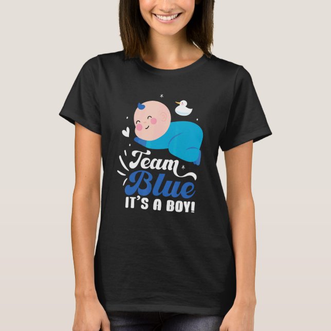 Team Blue It's A Boy Pregnancy Baby Gender Reveal T-Shirt (Vorderseite)