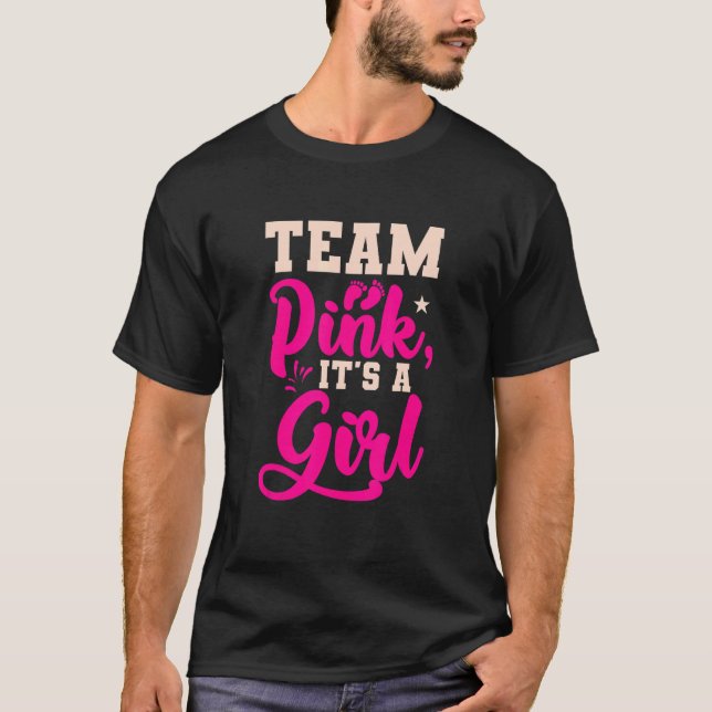 Team Blue It's A Girl Pregnancy Announcement Gende T-Shirt (Vorderseite)