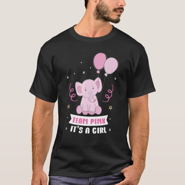 Team Blue It's A Girl Pregnancy Elephant Gender Re T-Shirt (Vorderseite)