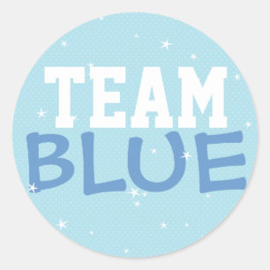 Team Blue Polka Dot & Stars Round Aufkleber