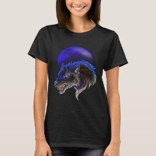 Team Blue Werwolf Wolf und Moon T-Shirt