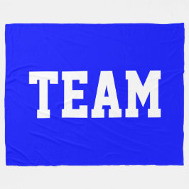 TEAM Bold White Athletic Text On Bright Royal Blue Fleecedecke