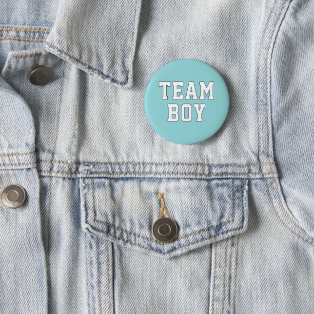 Team Boy Aqua Blue Baby Gender Reveal Party Button (Beispiel)