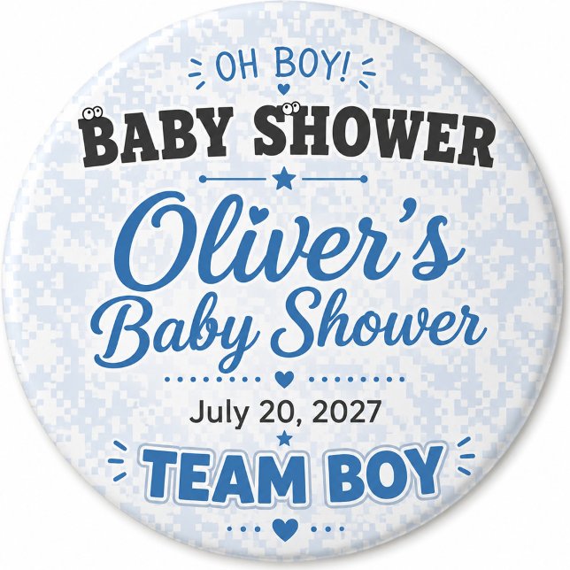 Team Boy Baby Shower Knöpfe Button (Von Creator hochgeladen)