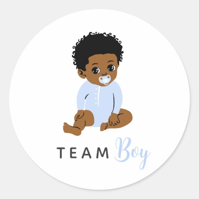 Team Boy Black Gender Reveal Blue Baby Stickers (Vorderseite)