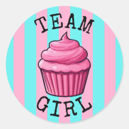 'Team Boy' Blue Cupcake Gender Reveal Runder Aufkleber