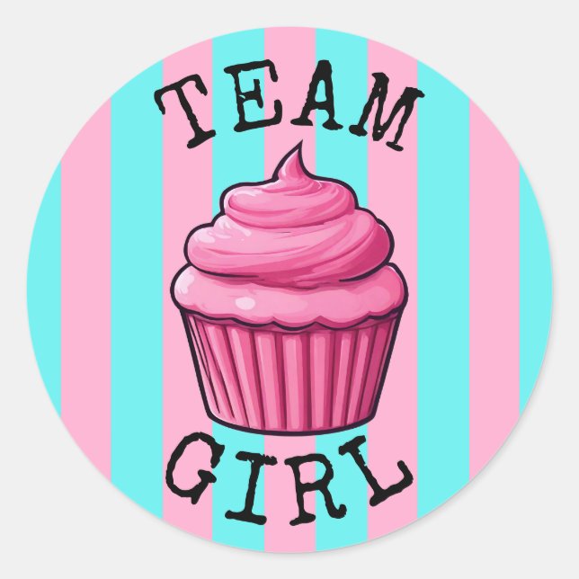 'Team Boy' Blue Cupcake Gender Reveal Runder Aufkleber (Vorderseite)