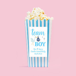 Team Boy Blue Gender Reveal Party Custom Popcorn Rechteckiger Aufkleber