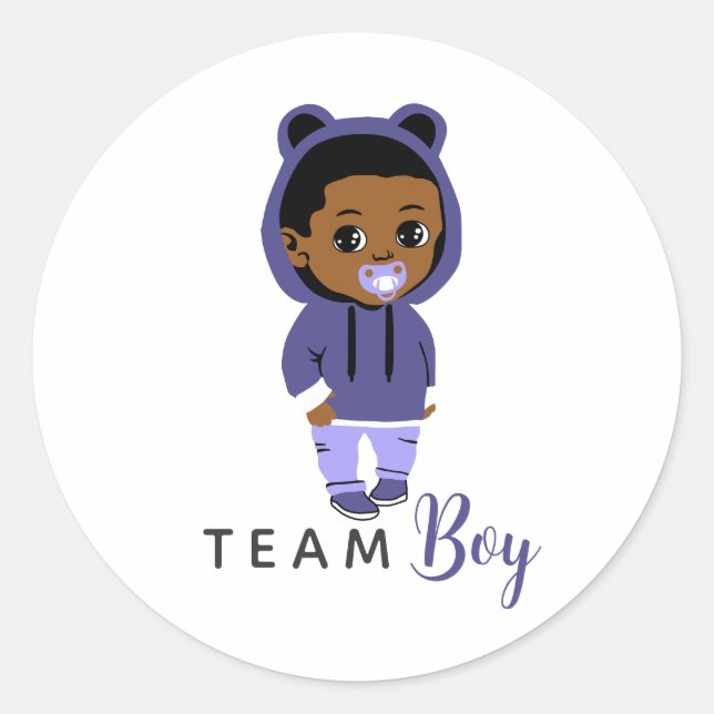 Team Boy Blue Hoodie African American Baby Runder Aufkleber (Vorderseite)