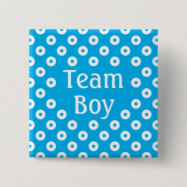 "Team Boy" Blue Polka Dot Geschlechtsvorausschau Button (Vorderseite)