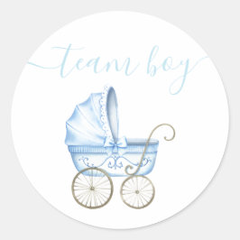 Team Boy, Blue Stroll Gender Reveal Runder Aufkleber
