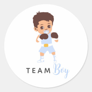Team Boy Boxen Baby Geschlecht Enthüllung Aufklebe Runder Aufkleber