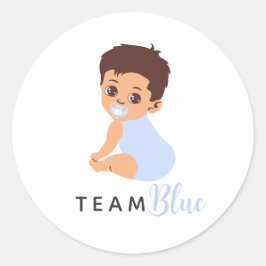 Team Boy Cute Baby with Blue Pacifier Runder Aufkleber