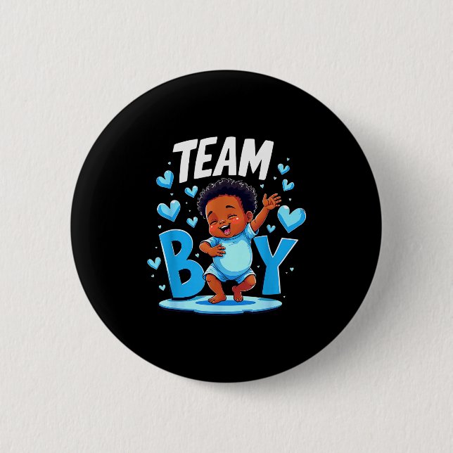 Team Boy Design Gender Reveal New Baby Boy  Button (Vorderseite)