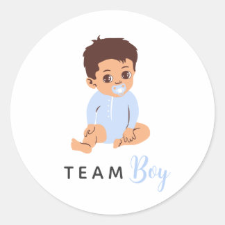 Team Boy Gender Reveal Blue Schnuller Babyaufklebe Runder Aufkleber