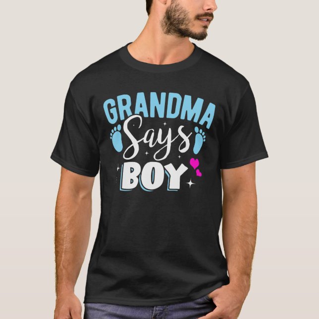 Team Boy Gender Reveal Oma sagt Junge T-Shirt (Vorderseite)