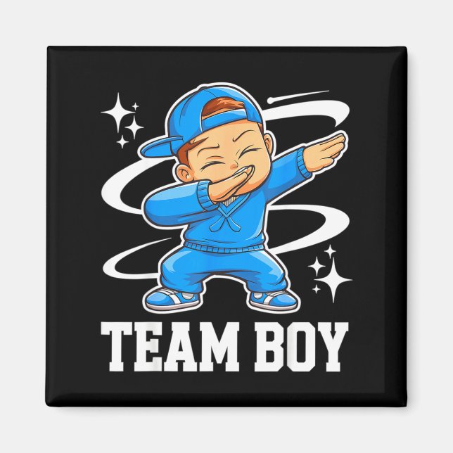 Team Boy Geschlecht Enthüllungsfeier Baby Ankündig Magnet (Vorne)