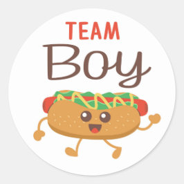 Team Boy Hotdog-Geschlecht aufklemmen Runder Aufkleber