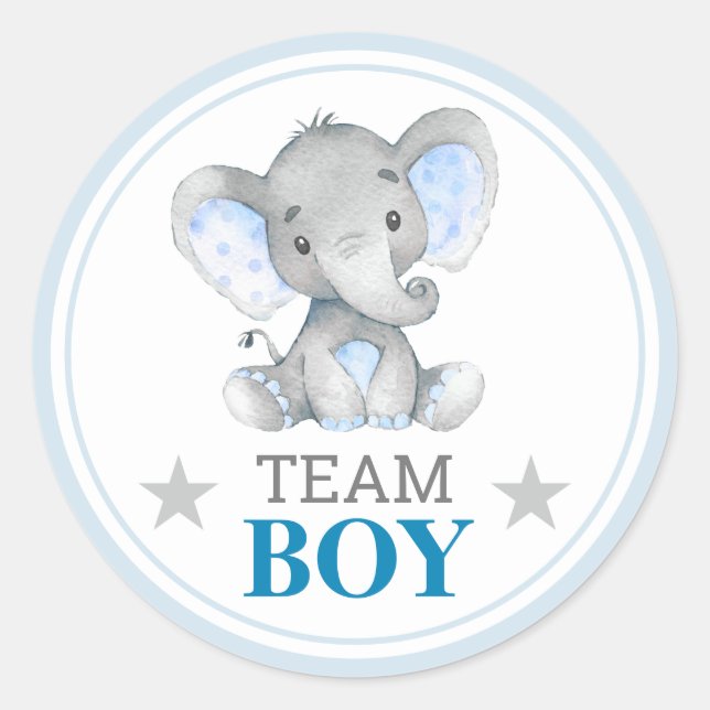 Team Boy I Vote Gender Reveal Baby Shower Sprinkle Runder Aufkleber (Vorderseite)